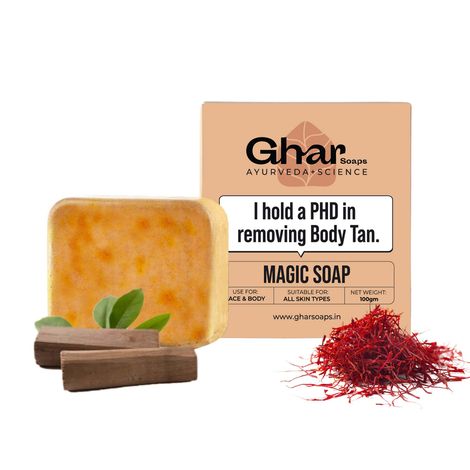 Ghar Soaps Sandalwood & Saffron Magic Soaps For Bath Paraben Free 100g