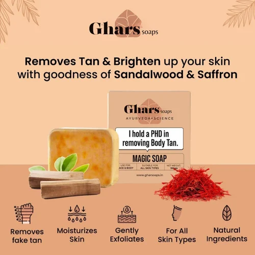 Ghar Soaps Sandalwood & Saffron Magic Soaps For Bath Paraben Free 100g